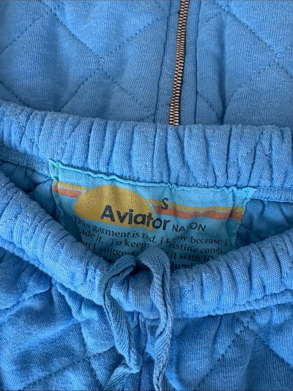 Aviation nation Sky Blue Quilted Hoodie & sweatpants  Set size small